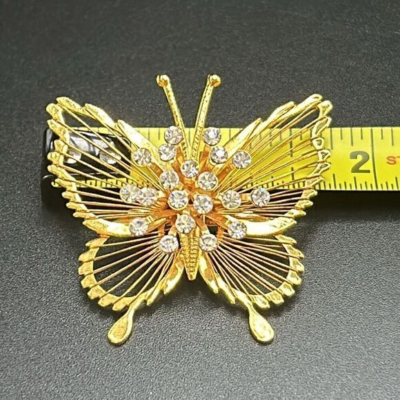 BOGO Free Jewelry...VTG Monet Gold Filagree Atomic Starburst Butterfly Brooch - Picture 5 of 6